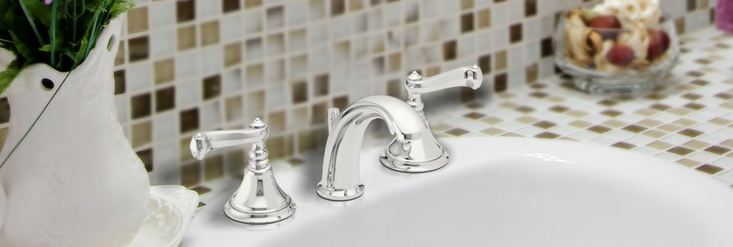 bathroom series camarillo widespread faucet on sink
