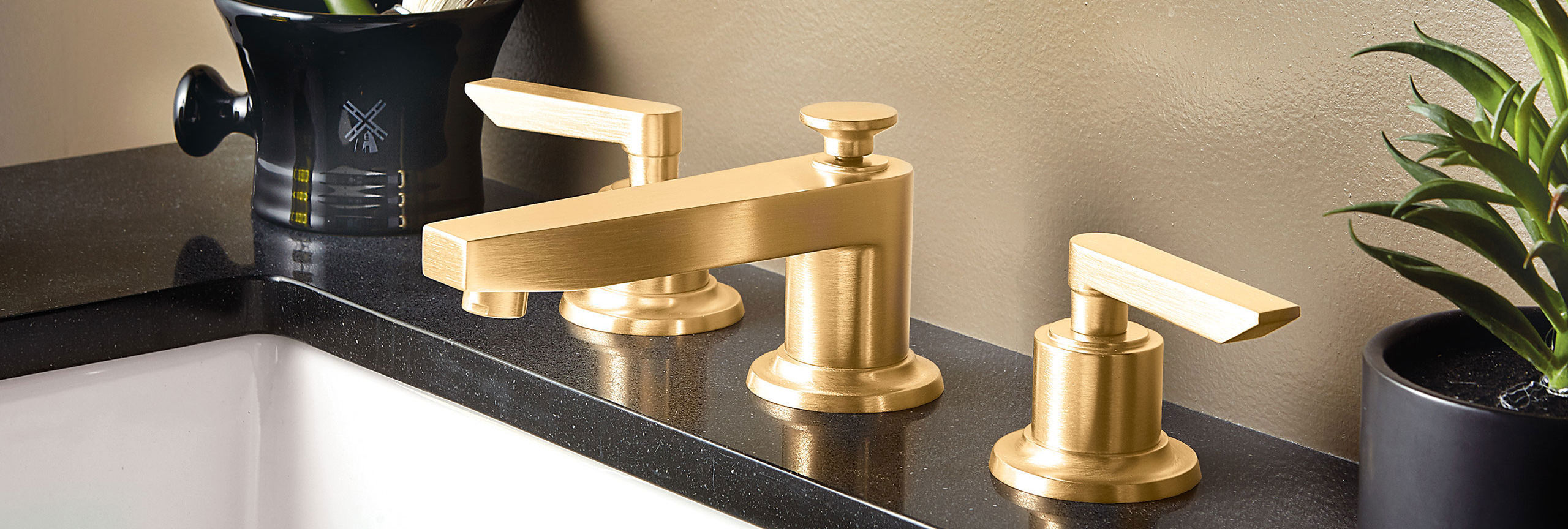 bathroom series rincon bay widespread faucet in satin gold