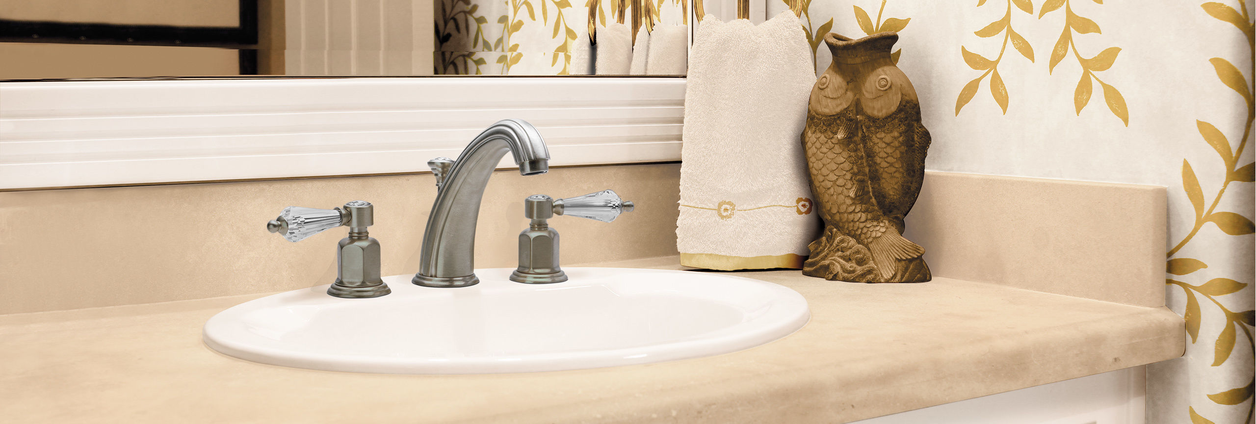 bathroom series: san clemente widespread faucet with crystal handles